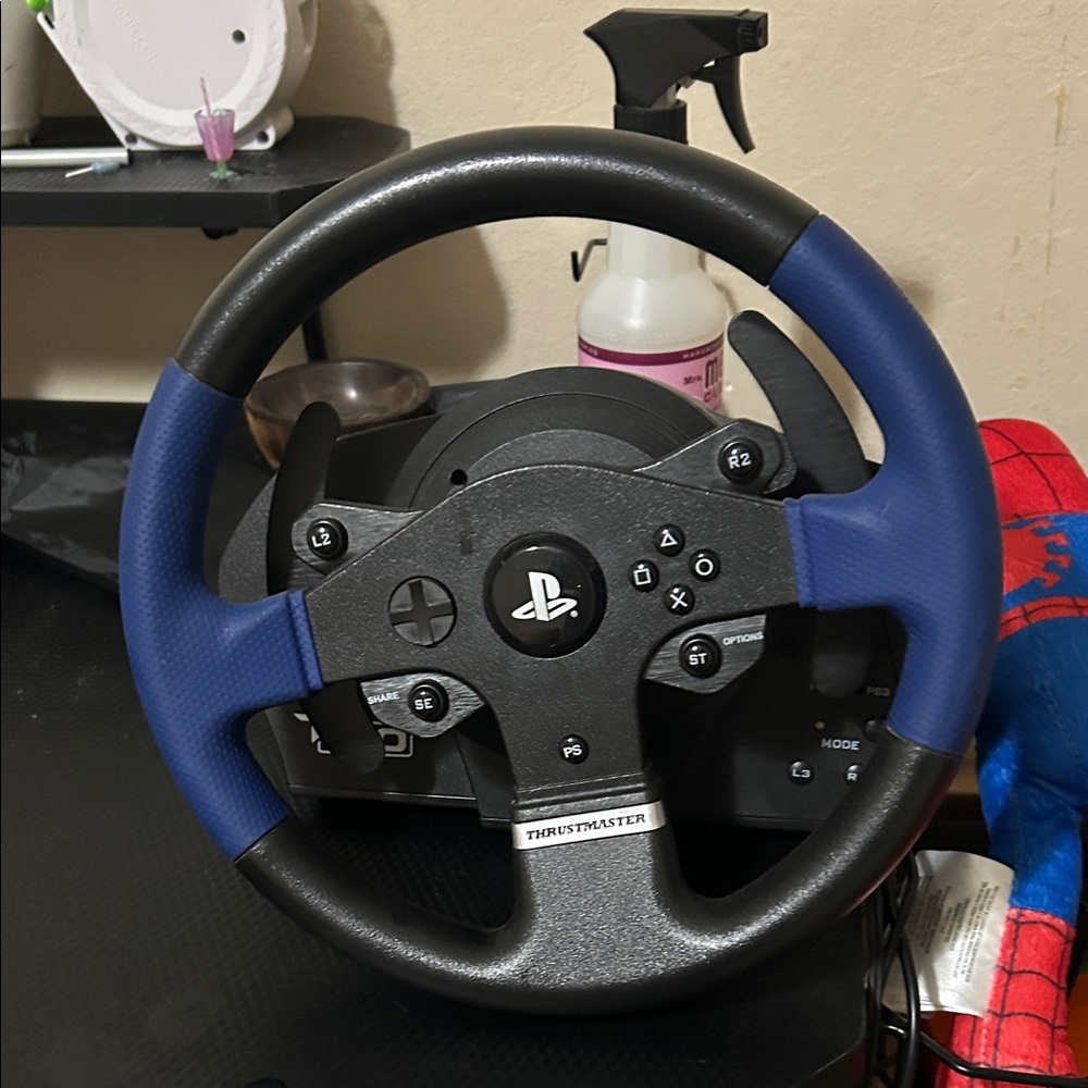 Blue and Black Racing Wheel for PlayStation